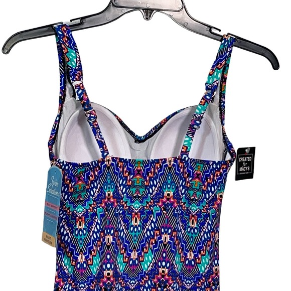 Swim SolutionsTummy-Control Shirred One-Piece Swimsuit, blue 8 - Picture 8 of 13